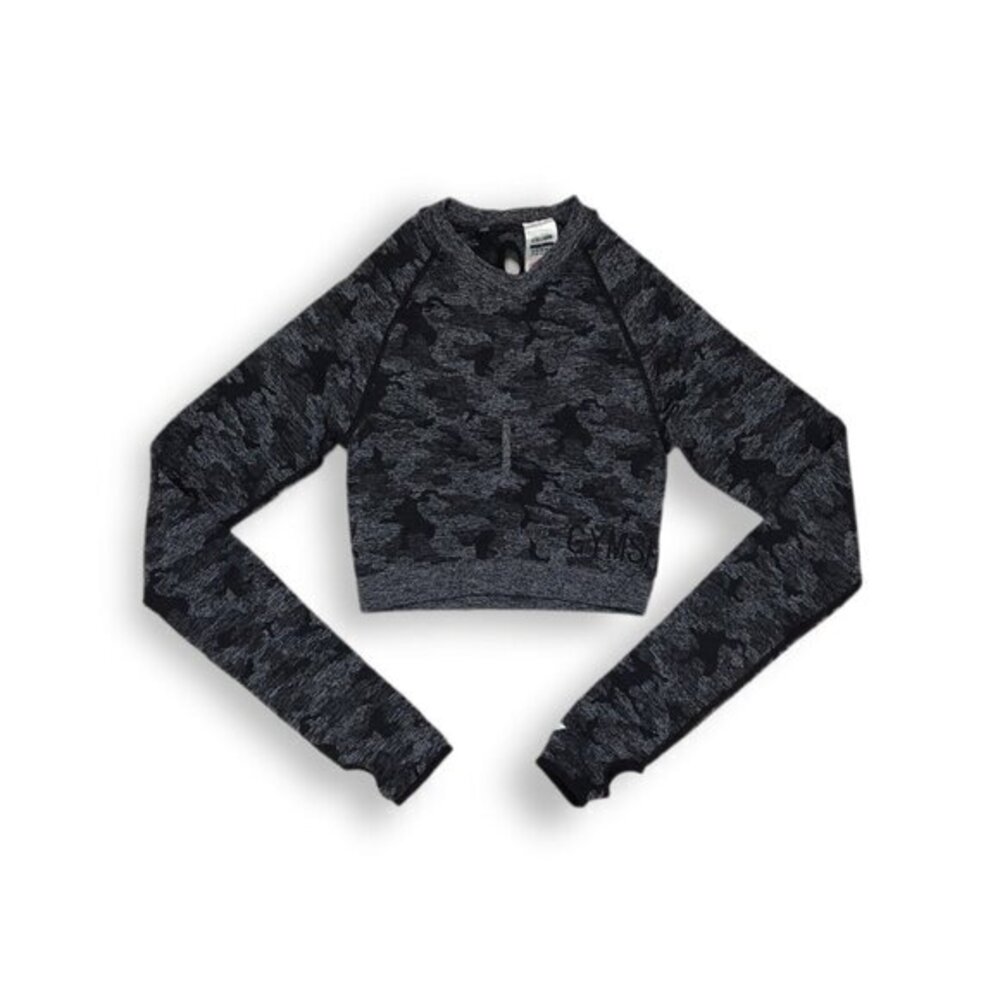 Gymshark Adapt Camo‎ Seamless Long Sleeve Crop Top Athletic Womens Small